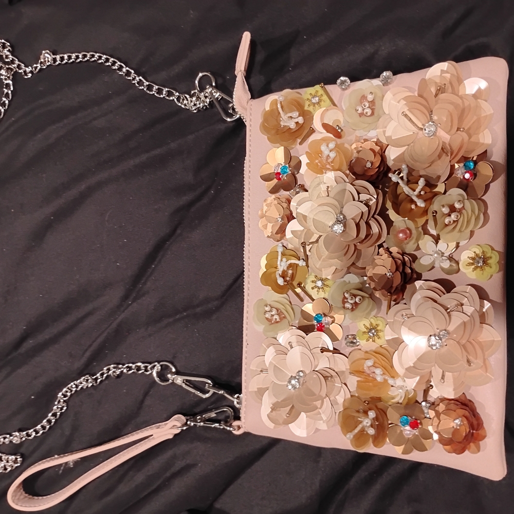 Chelsea28 Floral Embellished Clutch Bag - Pink and Cream
